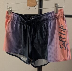 Salt Life Women's Pink and Navy Athletic Shorts, New